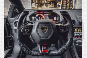 พวงมาลัย Forged Carbon fiber Lamborghini ด้ามจับ Nappa พร้อมปุ่มกด push start