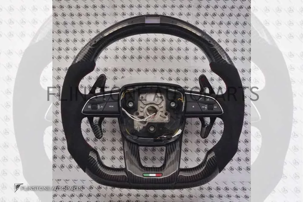 พวงมาลัย Carbon fiber Lamborghini ด้ามจับ Alcantara ดำ พร้อมจอ Led ลายธงชาติอิตาลี