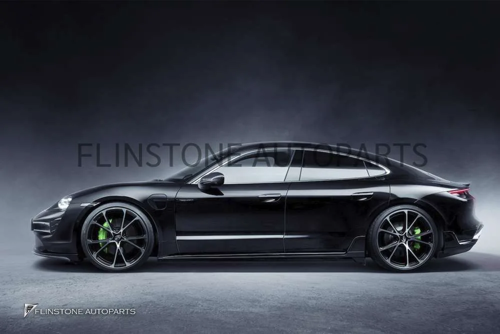 สเกิร์ตข้าง Porsche Taycan ทรง Techart สีดำเงา