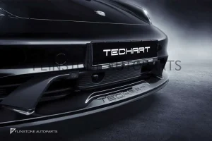 ลิ้นหน้า Porsche Taycan ทรง Techart สีดำเงา