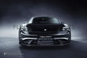 ลิ้นหน้า Porsche Taycan ทรง Techart สีดำเงา