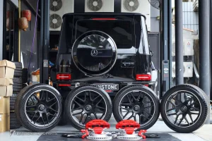 ชุดเบรค Mercedes Benz W464 G63 AMG แท้ สีแดง