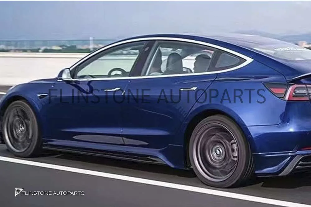 สเกิร์ตข้างTesla Model3 ทรง Yofer สีดำเงา