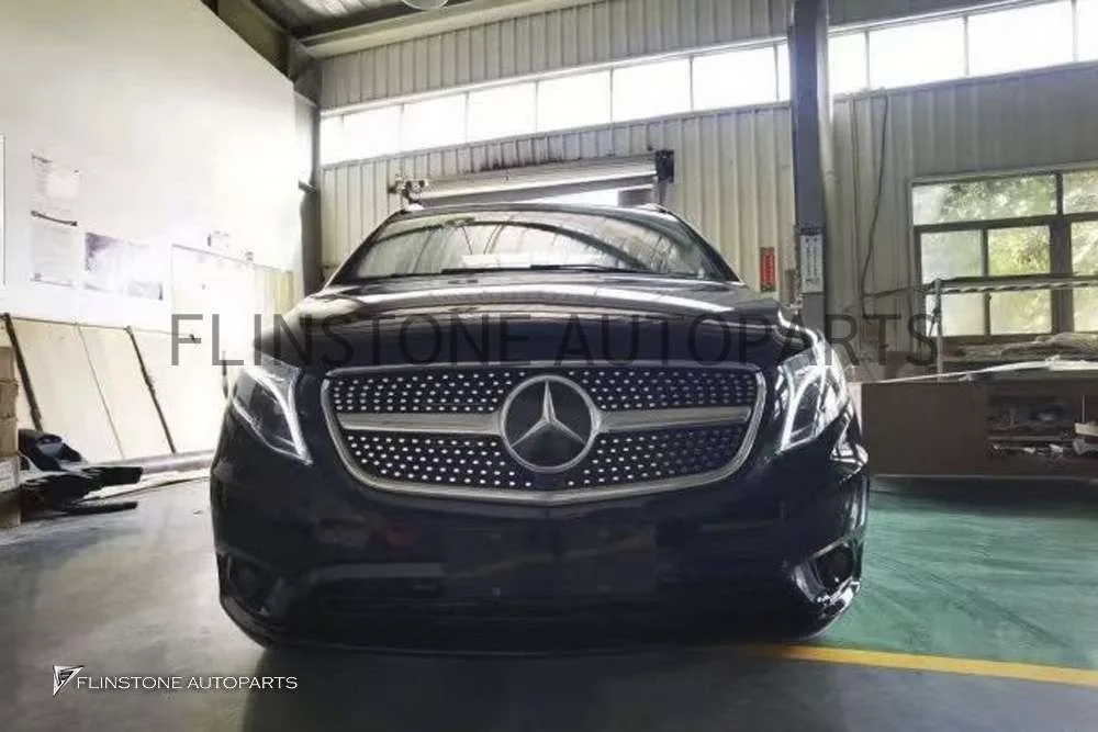 กระจังหน้า W447 V-Class ทรง Diamond สีเงิน-โครเมี่ยม