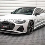 ลิ้นหน้า Audi C8 Rs7 V.3 สีดำเงา ทรง Maxton