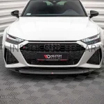ลิ้นหน้า Audi C8 Rs7 V.3 สีดำเงา ทรง Maxton