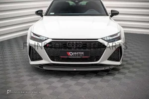 ลิ้นหน้า Audi C8 Rs7 V.3 สีดำเงา ทรง Maxton