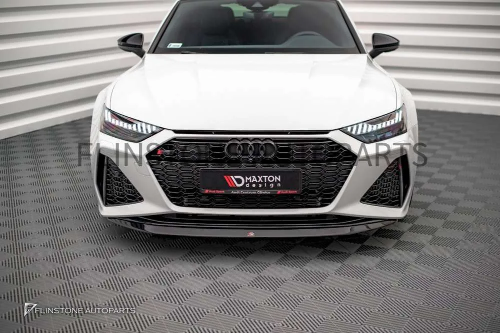 ลิ้นหน้า Audi C8 Rs7 V.3 สีดำเงา ทรง Maxton