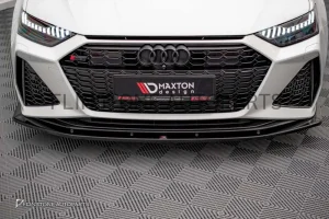 ลิ้นหน้า Audi C8 Rs7 V.2 สีดำเงา ทรง Maxton