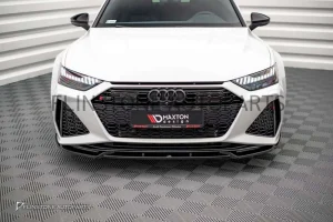 ลิ้นหน้า Audi C8 Rs7 V.1 สีดำเงา ทรง Maxton