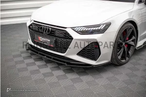 ลิ้นหน้า Audi C8 Rs7 V.1 สีดำเงา ทรง Maxton
