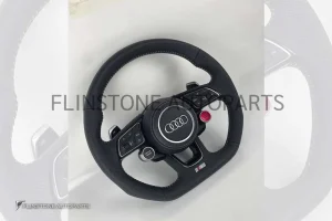 พวงมาลัย Audi หนัง Nappa เย็บด้ายขาว ก้าน S line ปุ่ม Race Display ซ้าย/ขวา