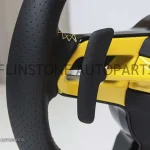 พวงมาลัย Techart สำหรับ Porsche หนัง Nappa สีเหลือง เย็บด้ายเหลือง คาดแดงที่12นาฬิกา ปุ่มสีเหลือง Paddle Shift สีเหลือง