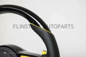 พวงมาลัย Techart สำหรับ Porsche หนัง Nappa/สีดำเงา เย็บด้ายเหลือง ปุ่มสีเหลือง Paddle Shift สีเหลือง