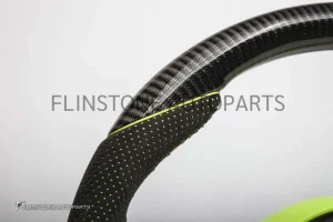 พวงมาลัย Techart สำหรับ Porsche หนัง Nappa สีเขียว/Carbon Fiber เย็บด้ายเขียว ปุ่มสีดำ Paddle Shift สีดำ ก้านสีเขียว