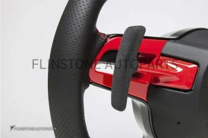 พวงมาลัย Techart สำหรับ Porsche หนัง Nappa/Alcantara เย็บด้ายแดง คาดแดงที่12นาฬิกา ปุ่มสีแดง Paddle Shift สีแดง