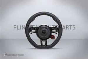 พวงมาลัย Techart สำหรับ Porsche หนัง Nappa เย็บด้ายเขียว คาดเขียวที่12นาฬิกา ปุ่มสีดำ Paddle Shift สีดำ ปุ่ม Race Display ขวา