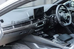 ชุดคอนโซลภายใน Carbon Fiber Audi A5 แบบเงา