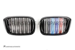 กระจังหน้า BMW G01 X3/G02 X4 เส้นคู่ สีดำเงา พร้อมแถบสามสี