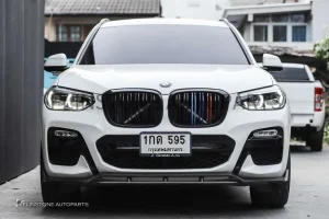 กระจังหน้า BMW G01 X3/G02 X4 เส้นคู่ สีดำเงา พร้อมแถบสามสี