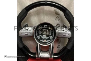 พวงมาลัยสีดำ หนัง Nappa เย็บด้ายดำ คาดสีดำที่12นาฬิกา ก้าน AMG