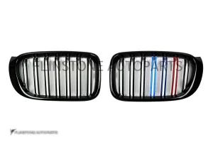 กระจังหน้า BMW F25 X3/F26 X4 เส้นคู่ สีดำเงา พร้อมแถบสามสี