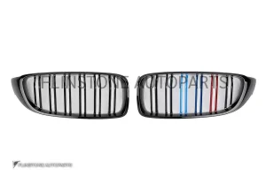กระจังหน้า BMW F32 เส้นคู่ สีดำเงา พร้อมแถบสามสี