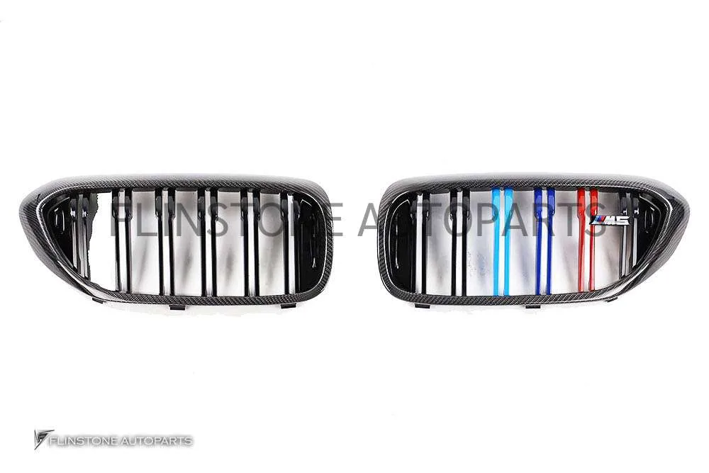 กระจังหน้า BMW G30 เส้นคู่ คาร์บอน พร้อมแถบสามสี