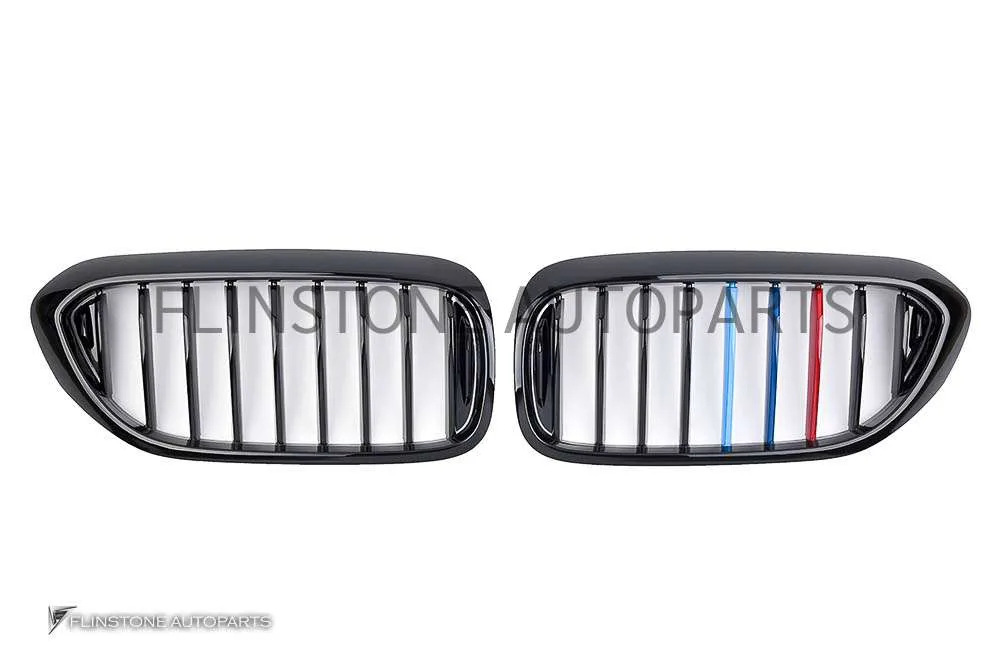 กระจังหน้า BMW G30 เส้นเดี่ยว สีดำเงา พร้อมแถบสามสี