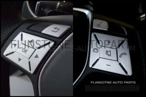 ครอบปุ่มบนพวงมาลัย Benz สีโครมด้าน 12 ปุ่ม