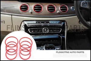 วงแหวนอลูมิเนียมครอบแอร์หน้า สีแดง W213 E-Class 6 ชิ้น