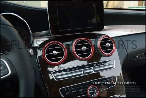ชุดวงแหวนครอบแอร์สีแดง 5 ชิ้น วงใหญ่ W205 C-Class