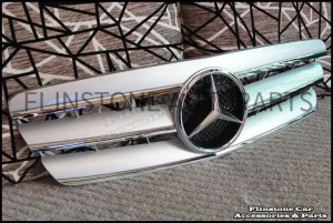 กระจังหน้า W203 C-Class ทรง Diamond สีดำ-โครเมี่ยม