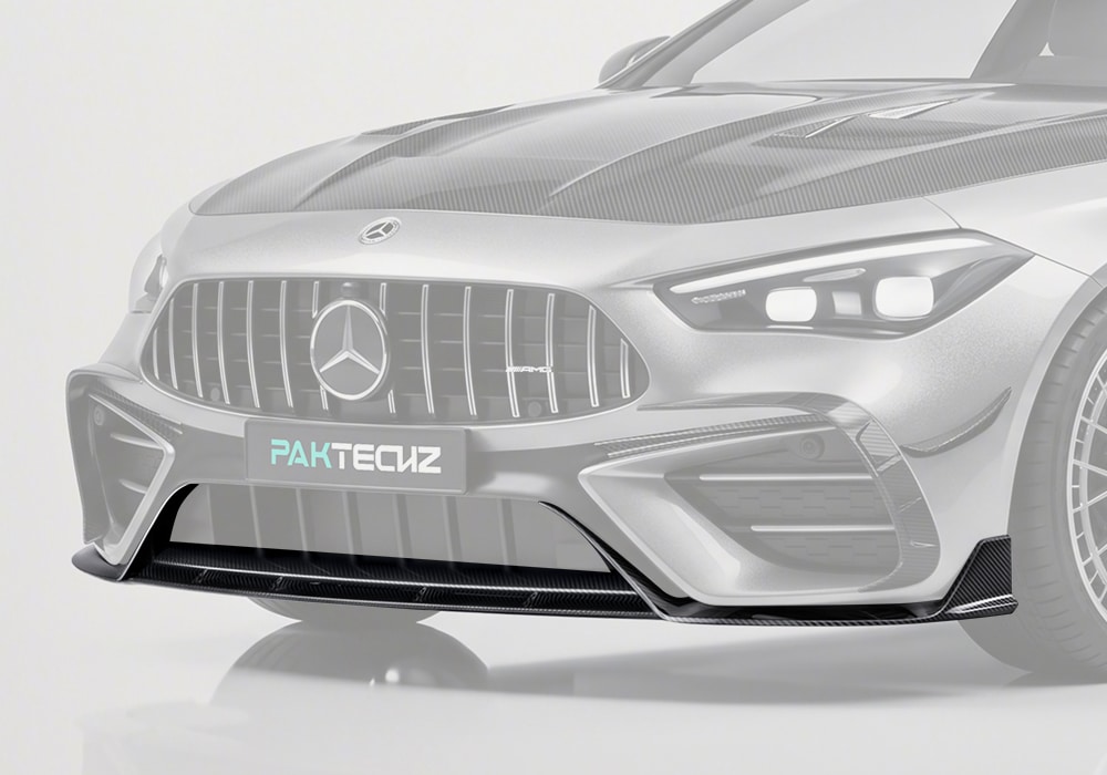 The Benz AMG CLE53 enhanced with a sleek carbon fiber front lip, perfectly integrated into the vehicle’s aggressive AMG design. A seamless fusion of sport and class
