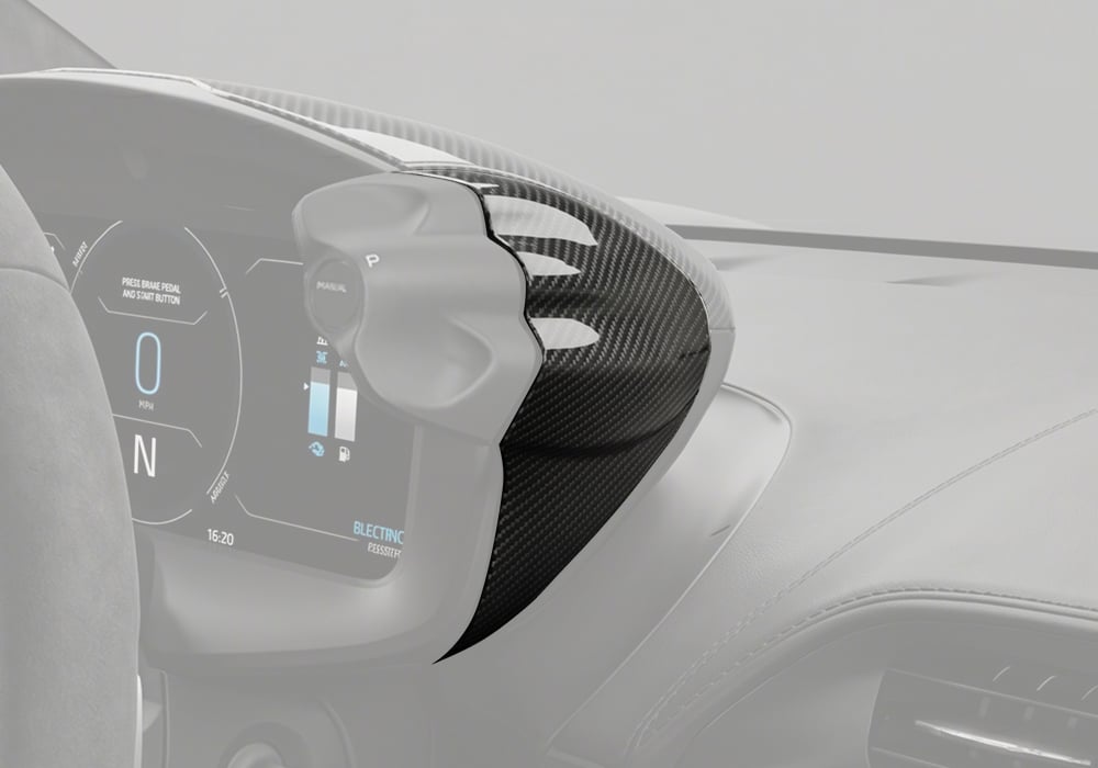 McLaren Artura cockpit showcasing Carbon Fiber Binnacle Trim for a refined and sporty dashboard finish