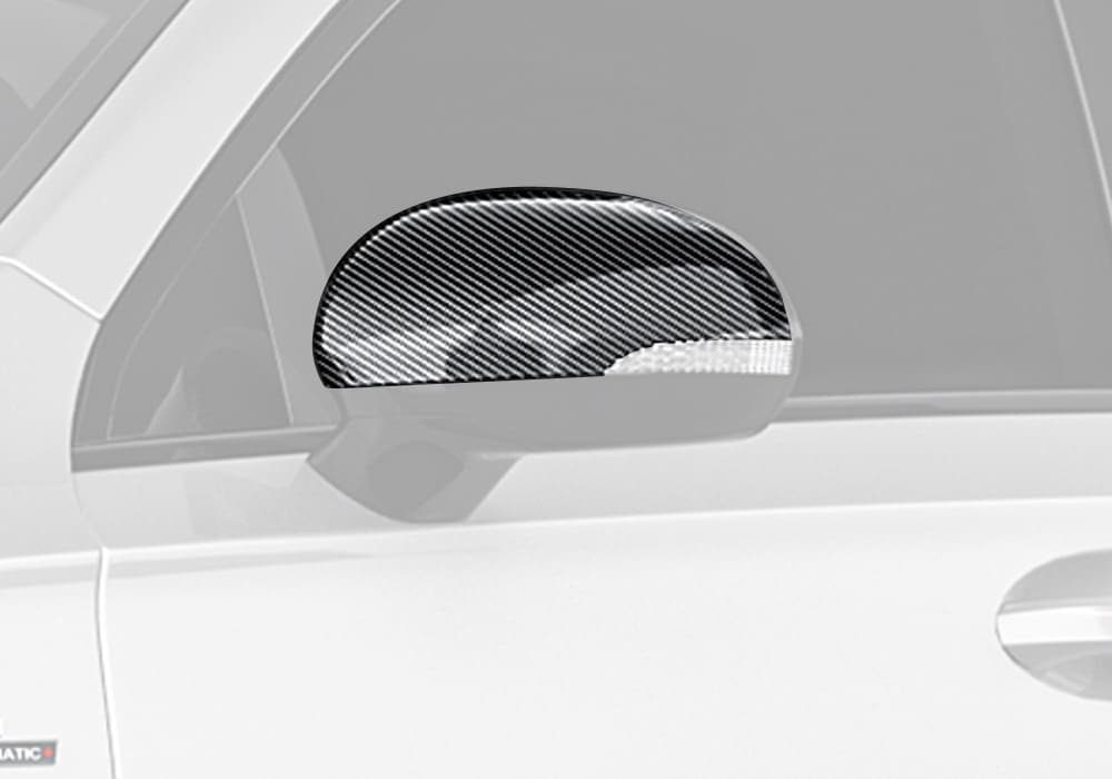 The sleek carbon fiber mirror covers integrated seamlessly into the A-Class W177’s side profile for a sporty, high-performance finish