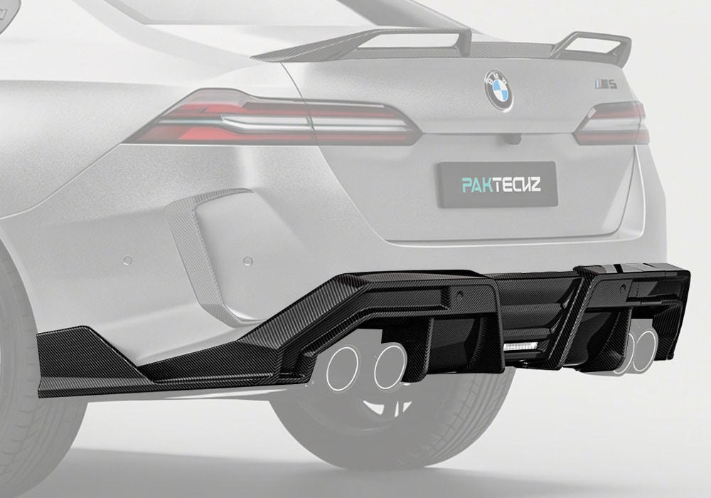 BMW M5 (G90) featuring a Carbon Fiber Rear Diffuser, showcasing a bold and sporty rear profile