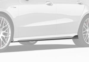 A full side-angle shot of the Mercedes Benz CLA-Class W118, emphasizing how the Carbon Fiber Side Skirts complement the car’s sleek and aggressive exterior design