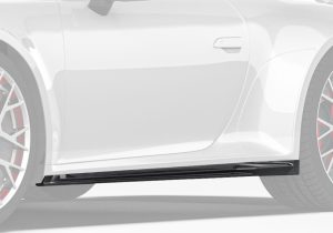 A full-length photo showcasing the Porsche 911 992.2 with stylish Carbon Fiber Side Skirts, blending the bold aerodynamic design seamlessly with the car's contours