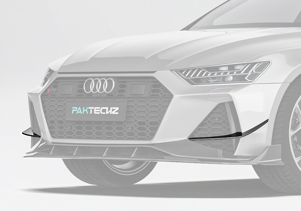 Audi RS7 (C8) equipped with carbon fiber front canards, emphasizing bold and aggressive styling upgrades