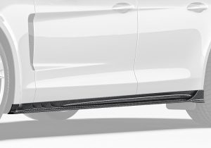 A complete side view of the Porsche Panamera, showcasing the clean and bold aesthetic enhancement provided by the Carbon Fiber Side Skirts