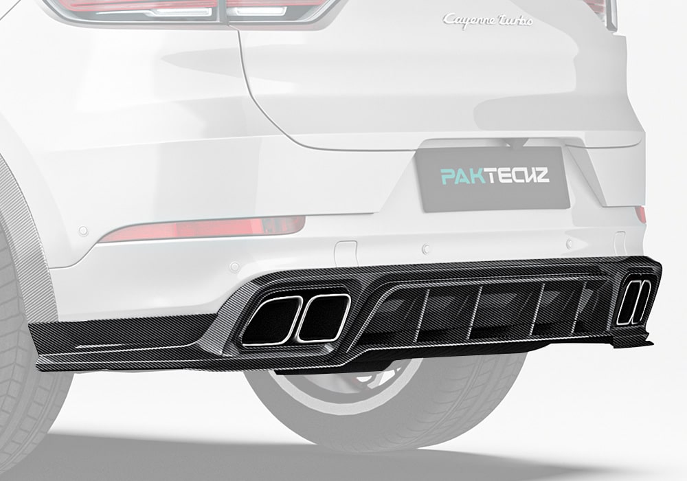A stunning rear shot displaying the sleek curves and aggressive design of the Carbon Fiber Rear Diffuser seamlessly integrated