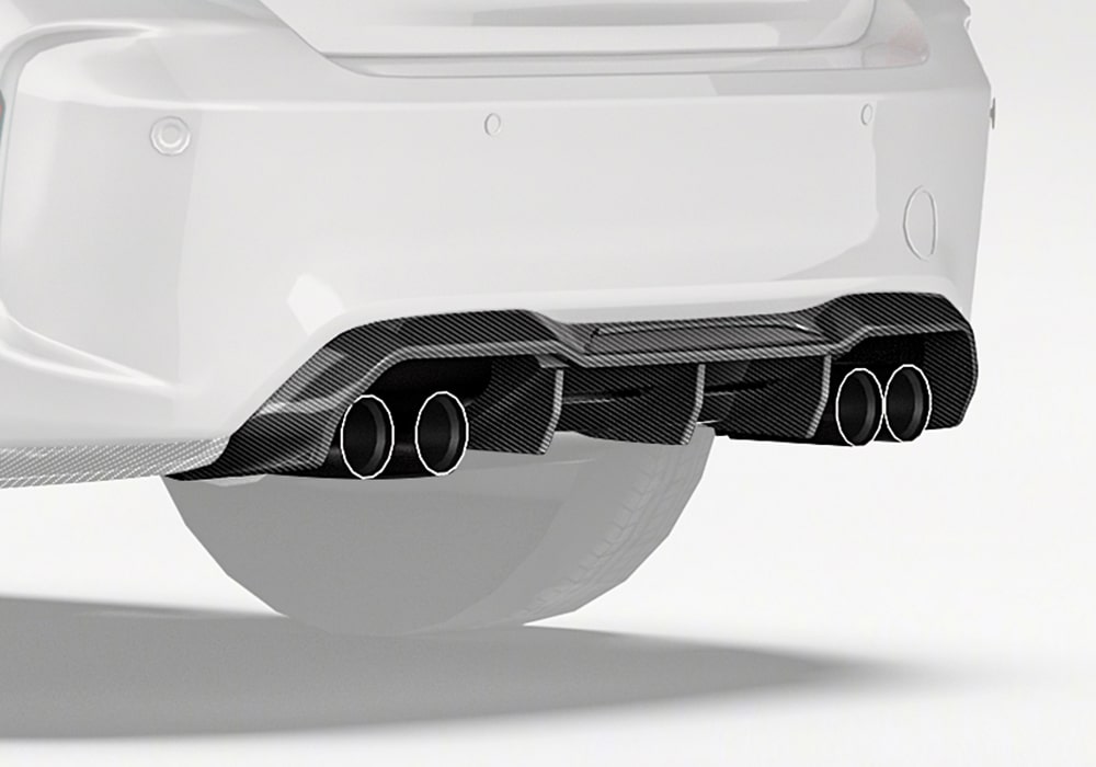 BMW M2 F87 fitted with the Carbon Fiber Rear Diffuser, showcasing how the design enhances airflow at the rear and complements the sporty appearance