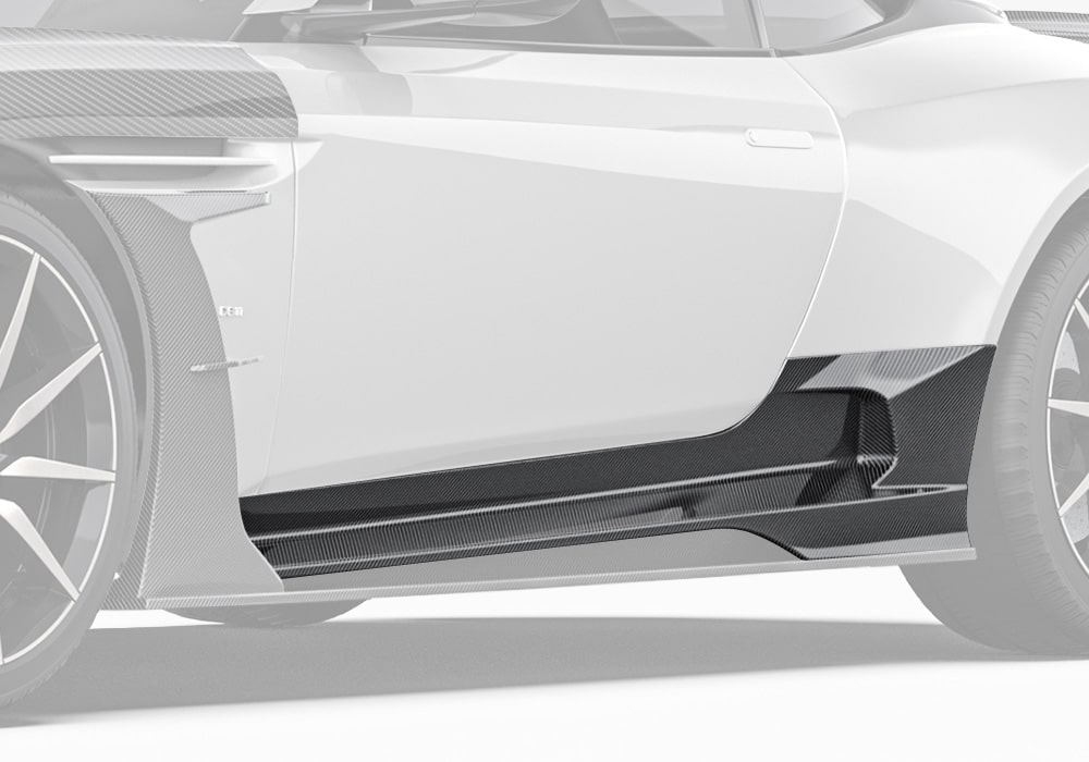 Aston Martin DB11 with Carbon Fiber Upper Side Skirts accentuating the side profile
