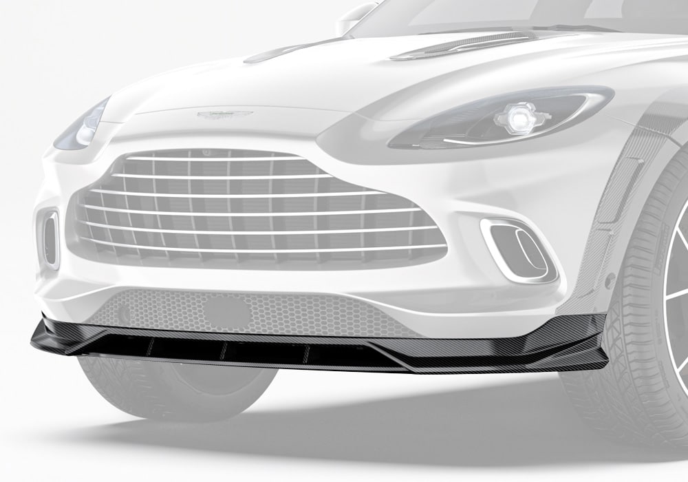 Aston Martin DBX showcasing enhanced dynamics with the carbon fiber front lip