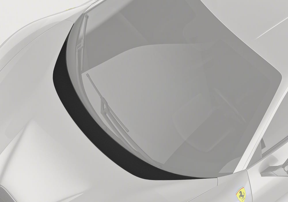 Ferrari F8 showcasing a Carbon Fiber Front Lid Cover in a bold front-end perspective