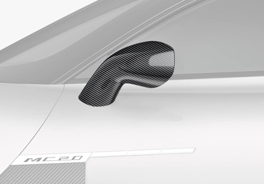 Maserati MC20 equipped with Carbon Fiber Mirror Covers for aerodynamic styling