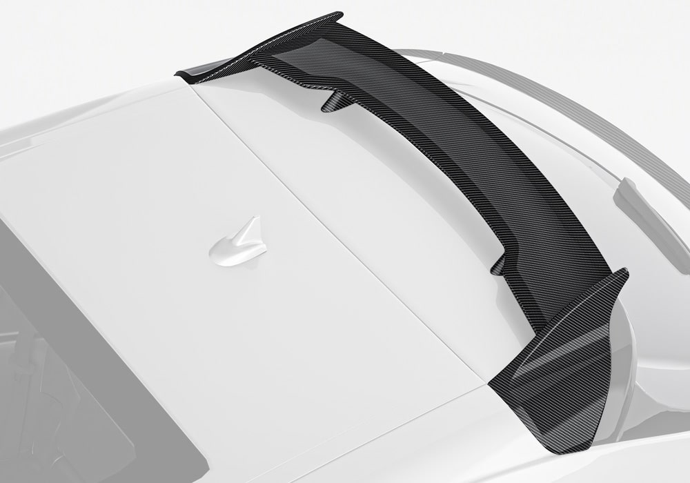 Maserati Levante showcasing the Carbon Fiber Roof Spoiler, emphasizing aggressive styling at the rear with sleek integration