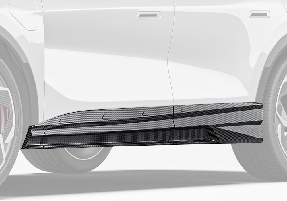 Lotus Eletre featuring carbon fiber side skirts, accentuating luxury styling while enhancing aerodynamic efficiency