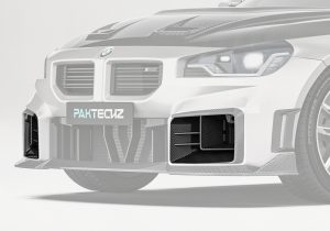 BMW M2 G87 outfitted with Carbon Fiber Front Air Ducts, showcasing their seamless integration into the front bumper for a sporty and aerodynamic look